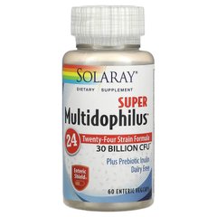 Пробіотики, Super Multidophilus 24, Solaray, 30 млрд ДЕЩО, 60 капсул - фото
