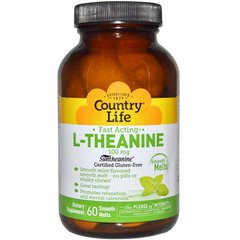 L-Теанин, L-Theanine, Country Life, 100 мг, 60 пастилок - фото