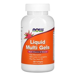 Мультивитамины жидкие, Liquid mult gels (Vitamin& Mineral), Now Foods, 180 гелевых капсул - фото