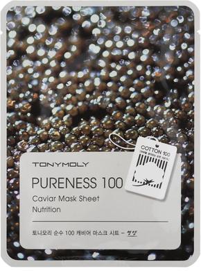 Тканинна маска з екстрактом чорної ікри, Pureness 100 Caviar Mask Sheet, Tony Moly, 21 мл - фото