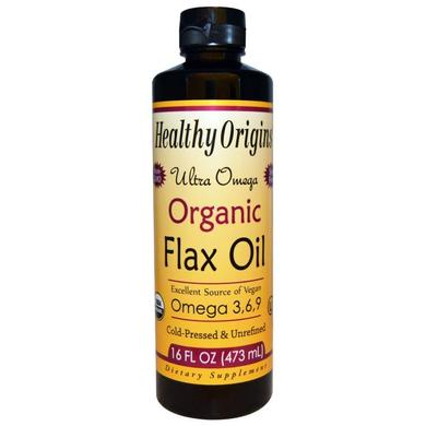 Лляна олія, Flax Oil, Ultra Omega, Healthy Origins, органік, 473 мл - фото