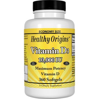 Вітамін Д3, Vitamin D3, Healthy Origins, 10 000 МО, 360 капсул - фото