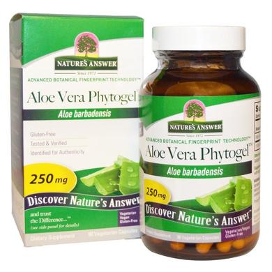 Алоэ вера (Aloe Vera), Nature's Answer, фитогель, 250 мг, 90 капсул - фото