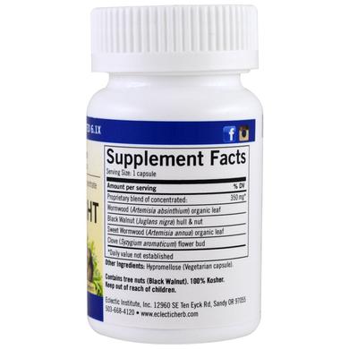 Полин, чорний горіх, підтримка кишечника, Intestinal Support, Eclectic Institute, 350 мг, 45 капсул - фото