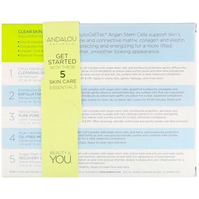 Набор по уходу за лицом (Skin Care Essentials), Andalou Naturals, 5 шт - фото