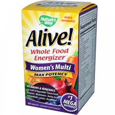 Вітаміни для жінок, Alive, Women's Max Potency, Nature's Way, 90 таблеток - фото