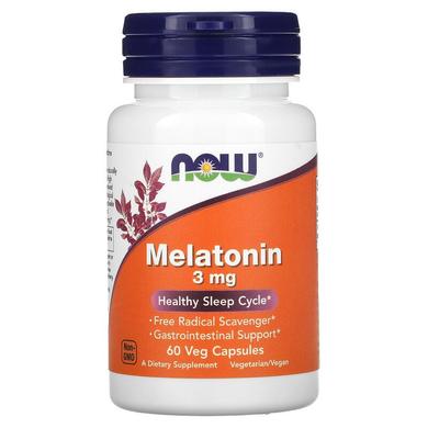 Мелатонин, Melatonin, Now Foods, 3 мг, 60 капсул - фото