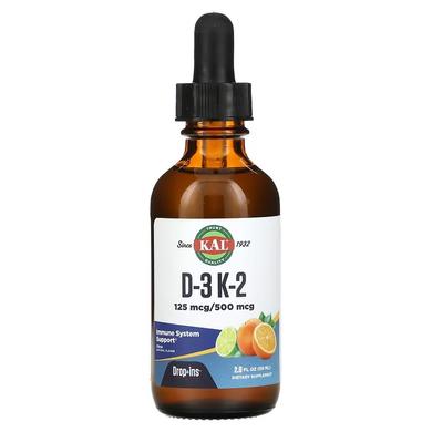 Вітаміни і Д3 K2, Vitamin D-3 K-2, Kal, цитрусовий смак, 59 мл - фото