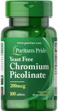 Хром пиколинат, Chromium Picolinate, Puritan's Pride, без дрожжей, 200 мкг, 100 таблеток, фото