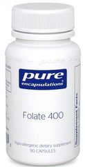 Фолат, Folate, Pure Encapsulations, 400 мг, 90 капсул - фото