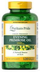Масло вечерней примулы с ГЛК, Evening Primrose Oil, Puritan's Pride, 1300 мг, 120 гелевых капсул - фото