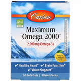 Омега с натуральным вкусом лимона, Maximum Omega 2000, Carlson Labs, 2000 мг, 30 гелевых капсул, фото