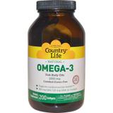 Омега-3 риб'ячий жир, Omega-3, Country Life, 1000 мг, 200 капсул, фото