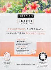 Тканинна маска для обличчя "Гібіскус і вітамін С", Beauty Infusion Brightening Sheet Mask, Freeman, 25 мл - фото