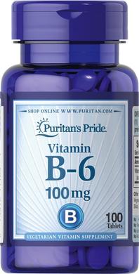 Вітамін В6, Vitamin B-6 (Pyridoxine Hydrochloride), Puritan's Pride, 100 мг, 100 таблеток - фото