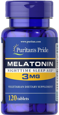Мелатонін, Melatonin, Puritan's Pride, 3 мг, 120 таблеток - фото