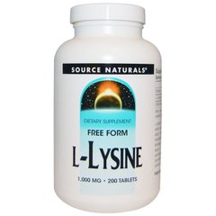 Лізин, L-Lysine, Source Naturals, 1000 мг, 200 таблеток - фото