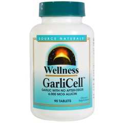 Чеснок, GarliCell, Source Naturals, Wellness, 6000 мкг, 90 таблеток - фото