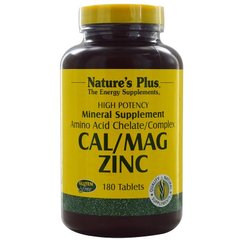 Кальций Магний Цинк, Cal/Mag Zinc, Nature's Plus, 180 таблеток - фото