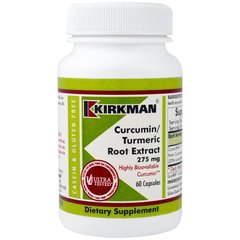 Куркумін, екстракт кореня куркуми, 275 мг, Kirkman Labs, 60 капсул - фото