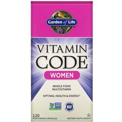 Сирі Вітаміни для жінок, Vitamin Code, Women, Raw Whole Food Multivitamin, Garden of Life, 120 капсул - фото