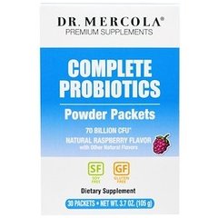 Пробиотики сухие, Complete Probiotics, Dr. Mercola, вкус малины, 30 пакетиков по 3,5 г - фото