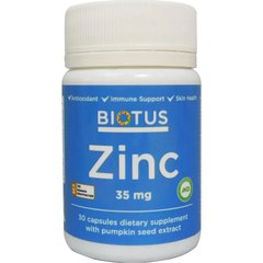Цинк, Zinc, Biotus, 35 мг, 30 капсул - фото