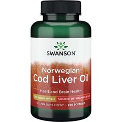 Рыбий жир, Cod Liver Oil, Swanson, 350 мг, 250 капсул - фото