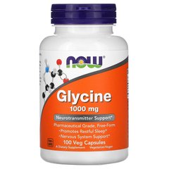Глицин, Glycine, Now Foods, 1000 мг, 100 капсул - фото