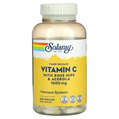 Вітамін С, Vitamin C, Solaray, двофазне вивільнення, 1000 мг, 250 капсул - фото