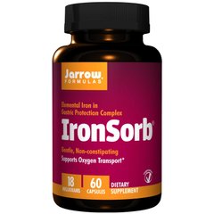 Железо, IronSorb, Jarrow Formulas, 18 мг, 60 капсул - фото