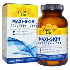 Коллаген + Витамины С&А, Maxi-Skin, Country Life, 90 таблеток - фото