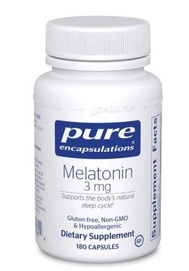 Мелатонин, Melatonin, Pure Encapsulations, 3 мг, 180 капсул - фото