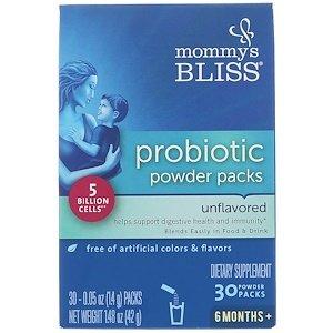 Пробиотики в порошке для детей 6 + месяцев, Probiotic Powder Packs, Mommy's Bliss, 30 пакетиков порошка по 1,4 г - фото