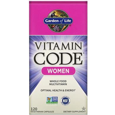 Сырые Витамины для женщин,Vitamin Code, Women, Raw Whole Food Multivitamin, Garden of Life, 120 капсул - фото