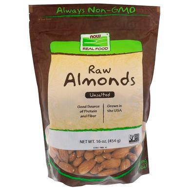 Миндальные орехи, Raw Almonds, Now Foods, сырые, 454 г - фото