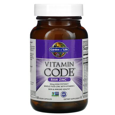 Сырой Цинк с витамином С, Vitamin Code, Raw Zinc, Garden of Life, Vitamin Code, 60 капсул - фото