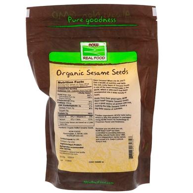 Насіння кунжуту, Sesame Seeds, Now Foods, органік, сирі, 454 г - фото
