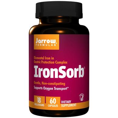 Железо, IronSorb, Jarrow Formulas, 18 мг, 60 капсул - фото
