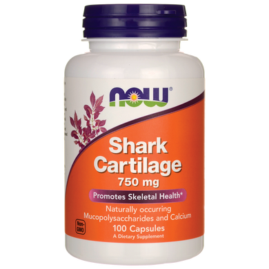 Акулячий хрящ, Shark Cartilage, Now Foods, 750 мг, 100 капсул - фото