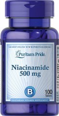 Ниацинамид, Niacinamide, Puritan's Pride, 500 мг, 100 таблеток - фото