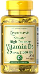 Витамин Д3, Vitamin D3, Puritan's Pride, 1000 МЕ, 30 капсул - фото