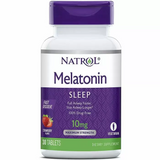 Мелатонин, Melatonin, Natrol, быстрорастворимый, вкус клубники, 10 мг, 30 таблеток, фото