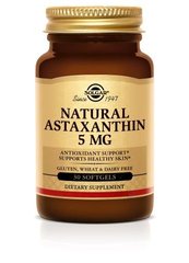 Астаксантин, Astaxanthin, Solgar, 5 мг, 30 гелевых капсул - фото