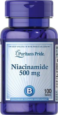 Ніацинамід, Niacinamide, Puritan's Pride, 500 мг, 100 таблеток - фото