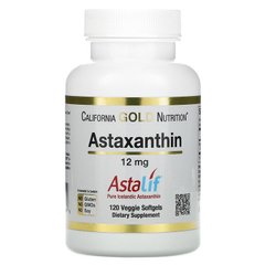 Астаксантин, Astaxanthin, California Gold Nutrition, 12 мг, 120 капсул - фото
