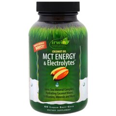 Кокосовое масло MCT, Energy & Electrolytes, Irwin Naturals, 60 капсул - фото