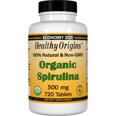 Спирулина, Spirulina, Healthy Origins, органик, 500 мг, 720 таблеток - фото
