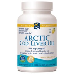 Рыбий жир из печени трески, Cod Liver Oil, Nordic Naturals, лимон, арктический, 1000 мг, 90 капсул - фото