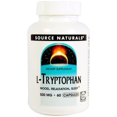 Триптофан, L-Tryptophan, Source Naturals, 500 мг, 60 капсул - фото